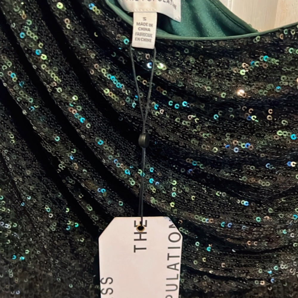 Dress the Population Black Sequin One Shoulder Cocktail Dress NWT Formal Evening - Picture 6 of 9